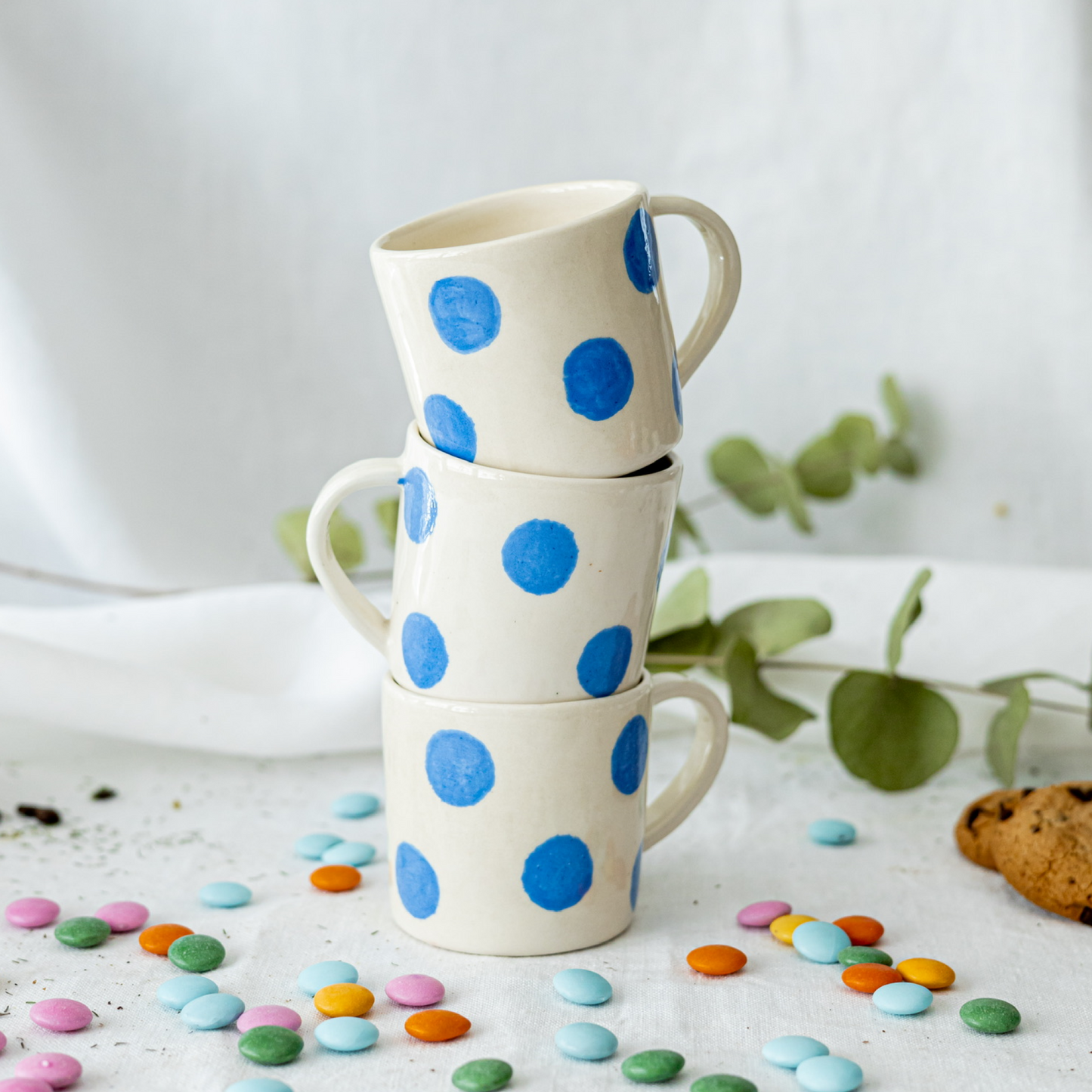 Blue Dots Seramik Fincan