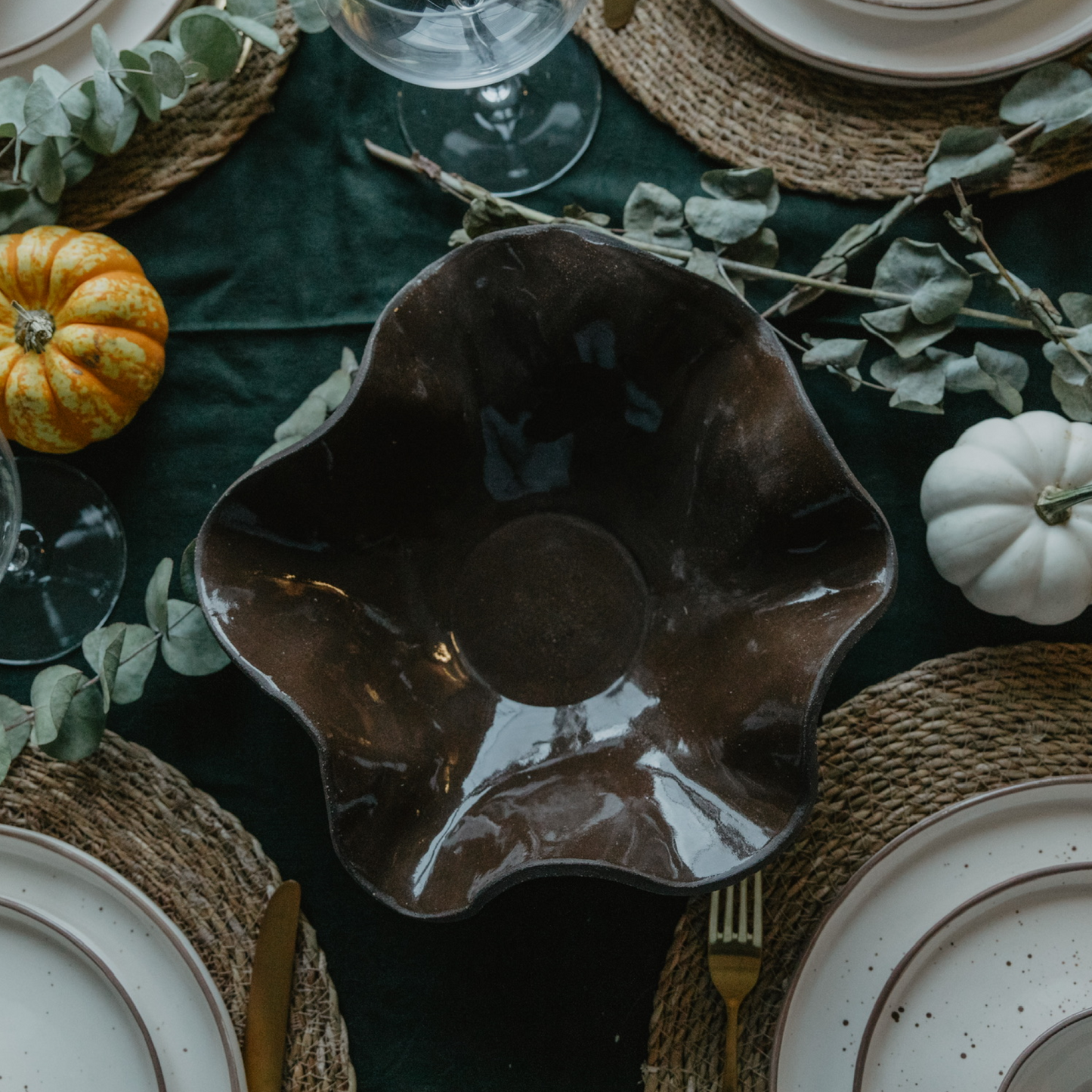 Wave Seramik Kase Kahverengi