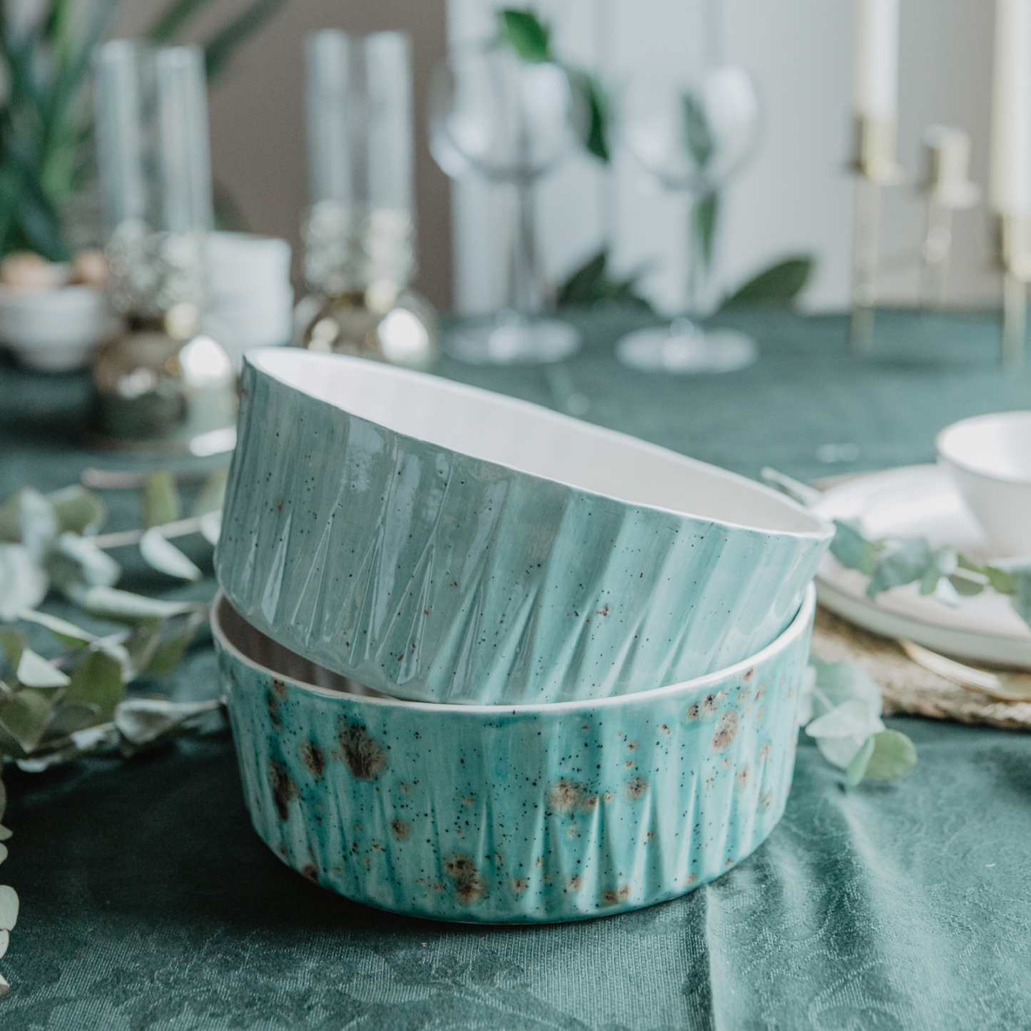 Nature Lotus Seramik Kase Turkuaz