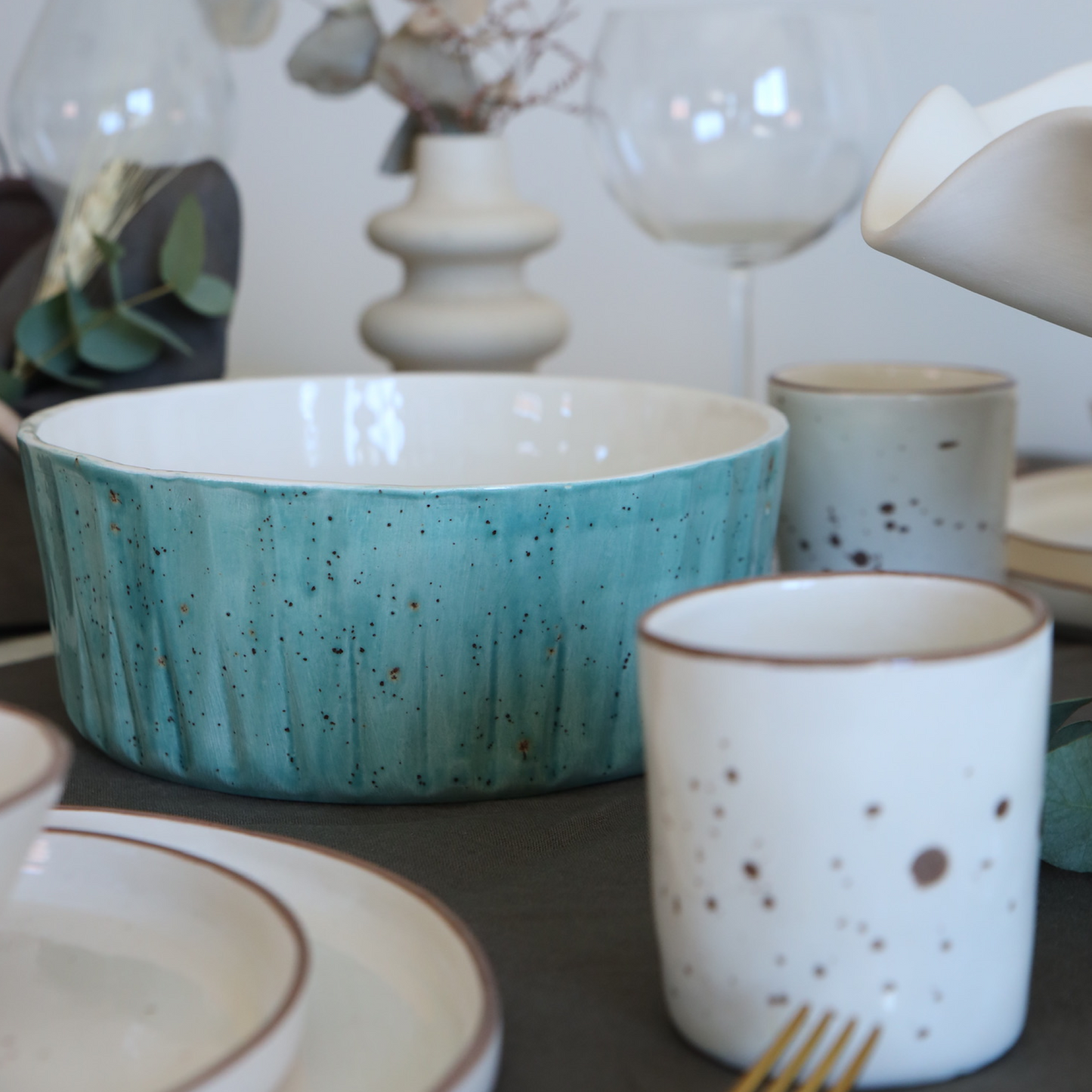 Nature Lotus Seramik Kase Turkuaz