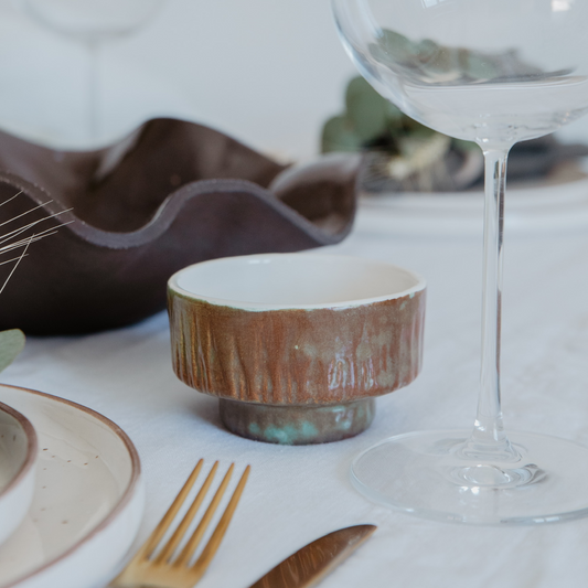 Nature Turtle Shell Seramik Mini Kase Kahverengi