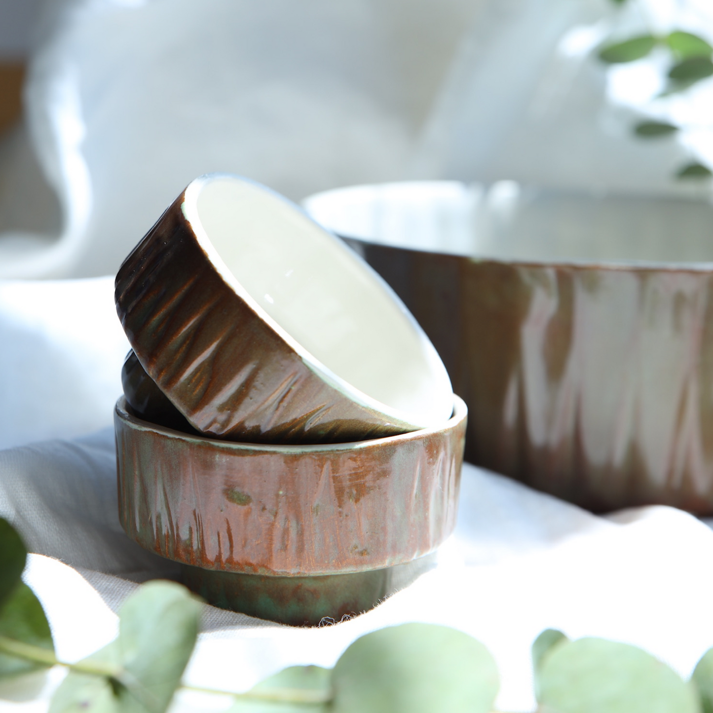 Nature Turtle Shell Seramik Mini Kase Kahverengi