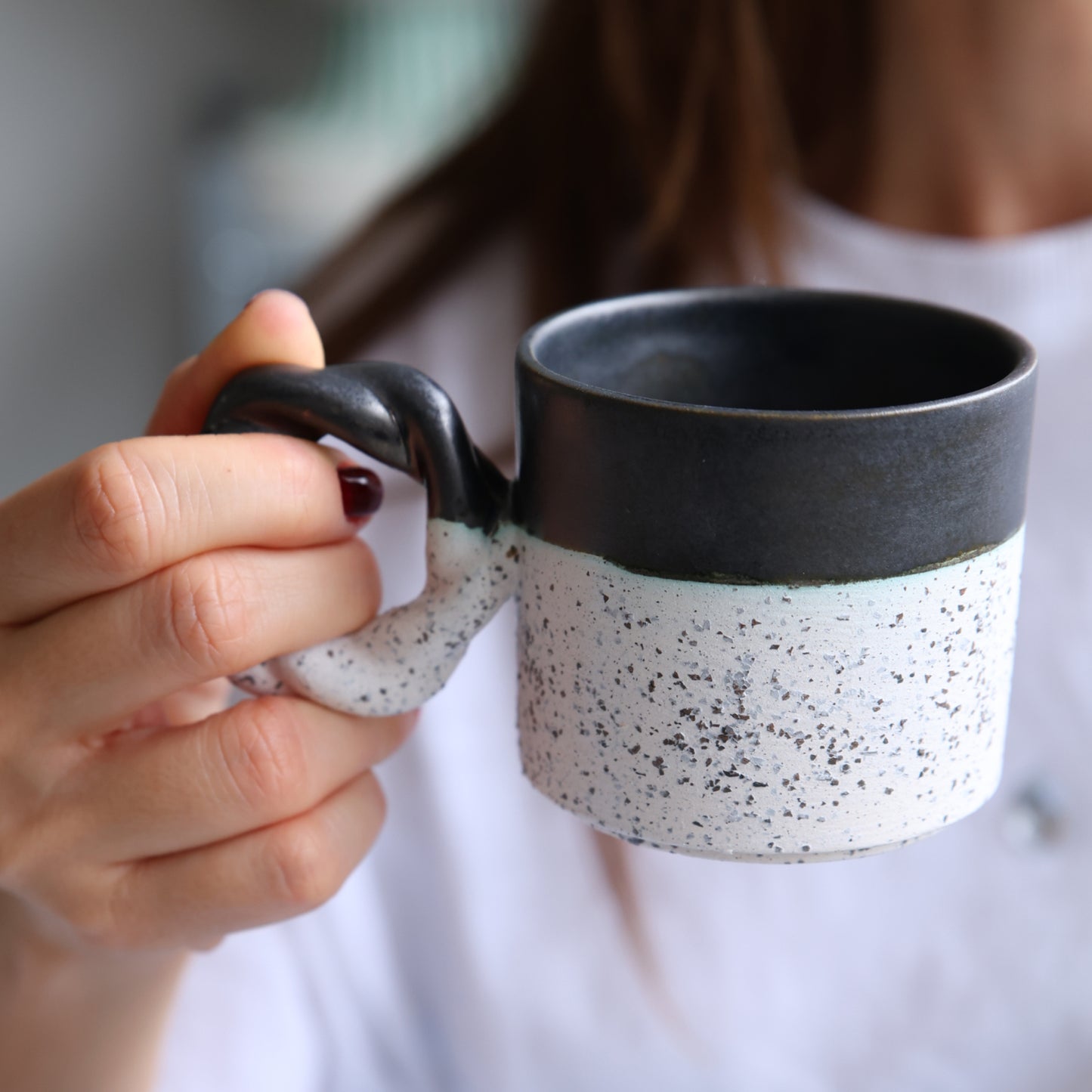 Stone Black White Fincan