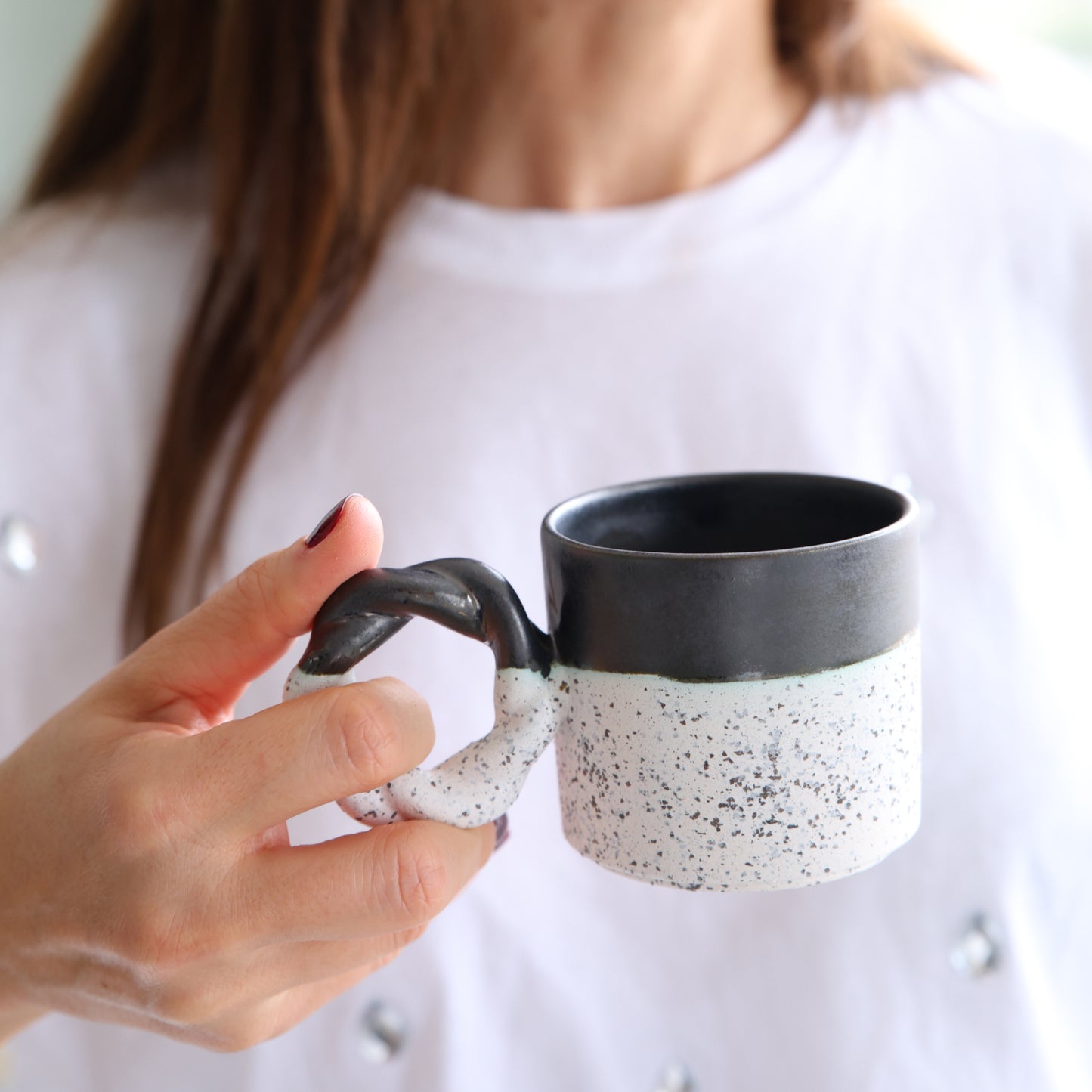 Stone Black White Fincan