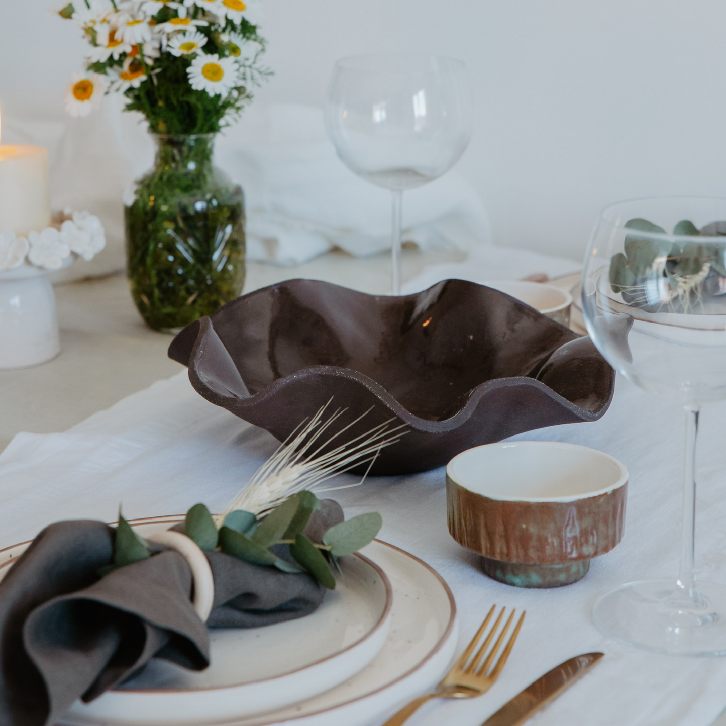 Wave Seramik Kase Kahverengi