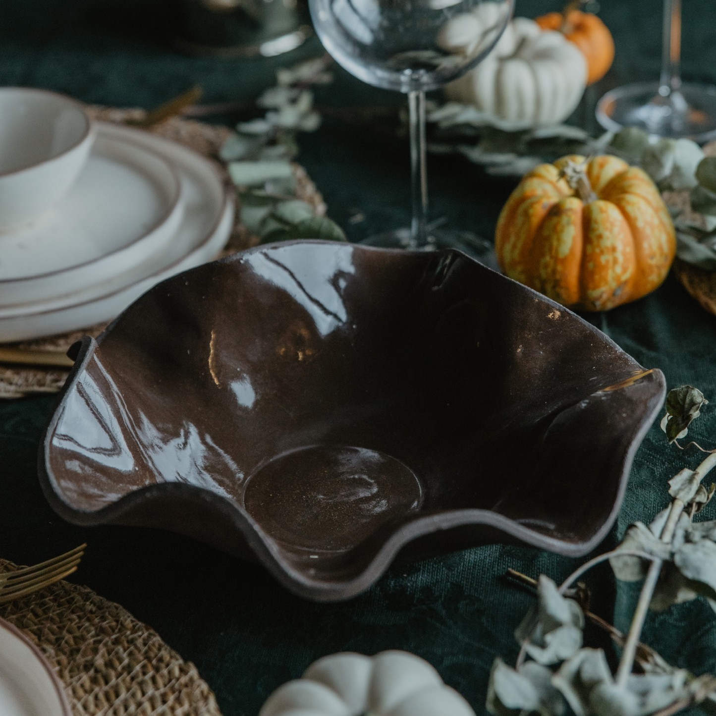 Wave Seramik Kase Kahverengi