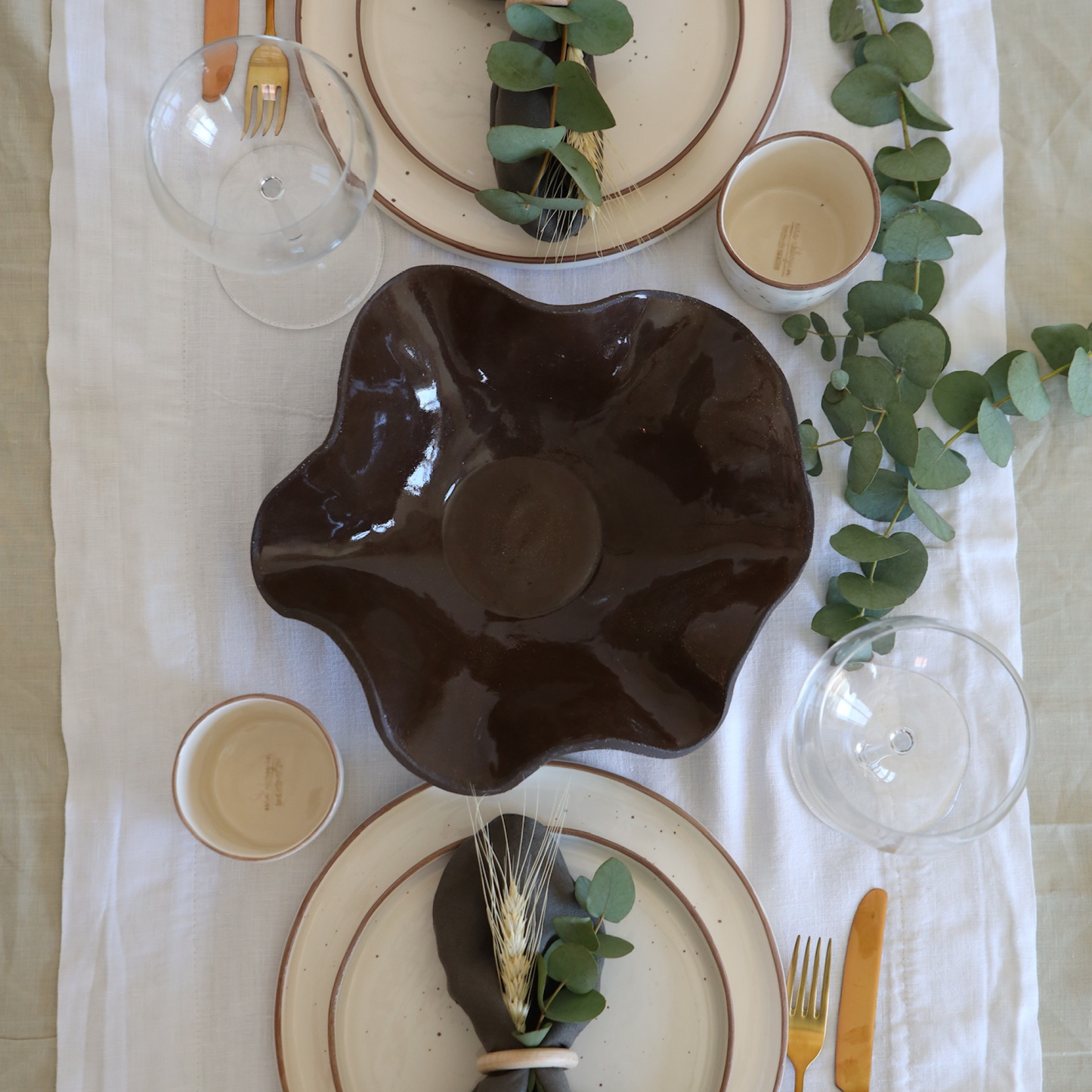 Wave Seramik Kase Kahverengi